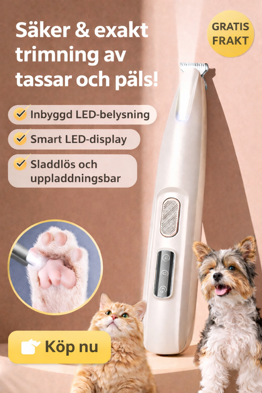Smidig trimmer för hund & katt - LED ljus, tyst drift, vattentät för enkel pälsvård hemma