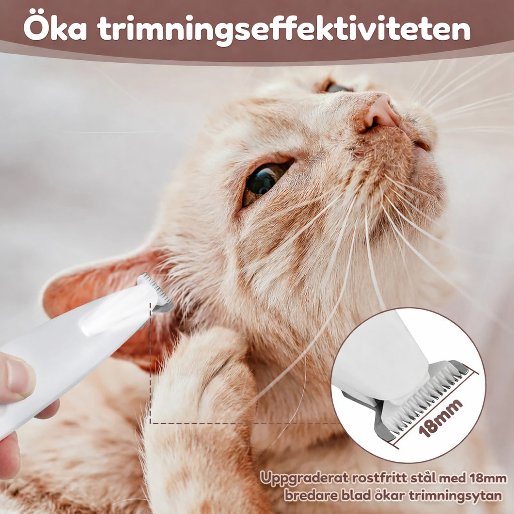 Smidig trimmer för hund & katt - LED ljus, tyst drift, vattentät för enkel pälsvård hemma