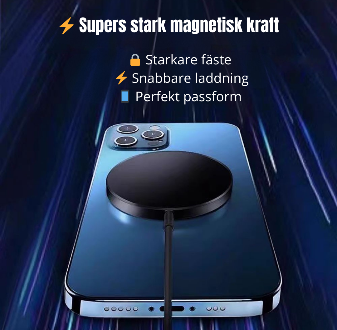 Snabbladdare 15W Magnetisk – iPhone 12–17 Pro/Pro Max