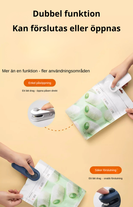 Mini 2-i-1 Påsförslutare